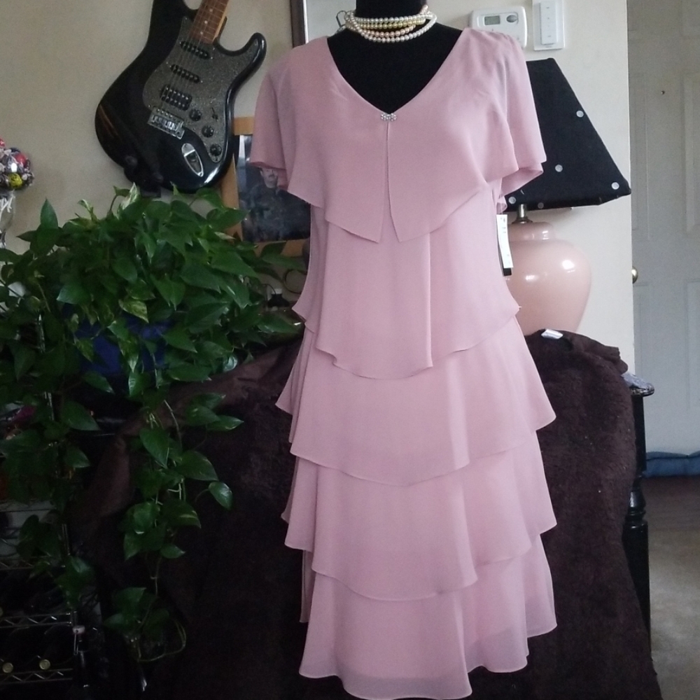 Pink Rose Cocktail Dress, Sz 12 NWT